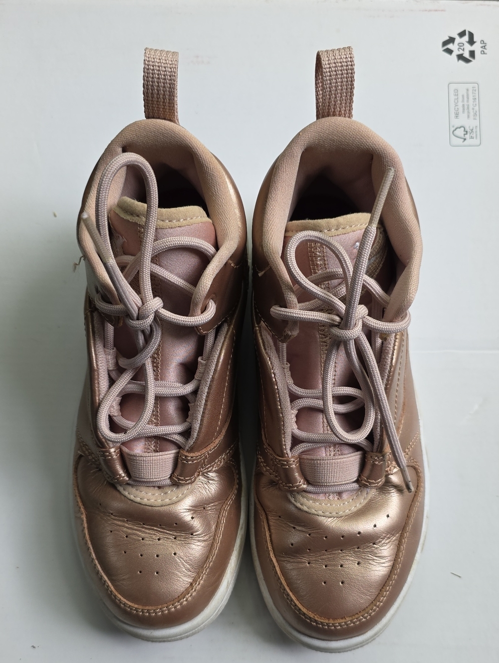 Jordan Kids Metallic Rose Gold High-Top Sneakers